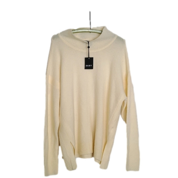 𝅺nwt DKNY mock neck cream sweater size large - Picture 1 of 7